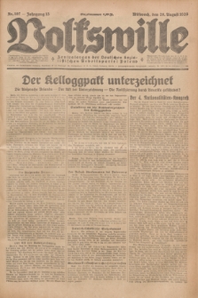Volkswille : Zentralorgan der Deutschen Sozialistischen Arbeitspartei Polens. Jg.13, Nr. 197 (29 August 1928) + dod.
