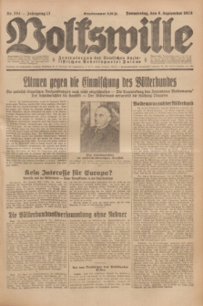 Volkswille : Zentralorgan der Deutschen Sozialistischen Arbeitspartei Polens. Jg.13, Nr. 204 (6 September 1928) + dod.