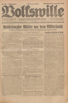 Volkswille : Zentralorgan der Deutschen Sozialistischen Arbeitspartei Polens. Jg.13, Nr. 207 (9 September 1928) + dod.