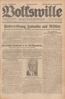 Volkswille : Zentralorgan der Deutschen Sozialistischen Arbeitspartei Polens. Jg.13, Nr. 211 (14 September 1928) + dod.