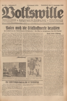 Volkswille : Zentralorgan der Deutschen Sozialistischen Arbeitspartei Polens. Jg.13, Nr. 212 (15 September 1928) + dod.