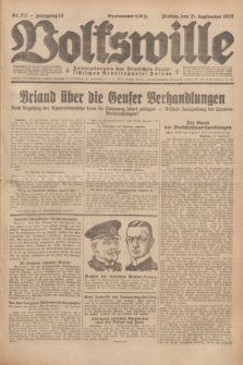 Volkswille : Zentralorgan der Deutschen Sozialistischen Arbeitspartei Polens. Jg.13, Nr. 217 (21 September 1928) + dod.