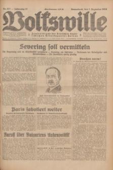 Volkswille : Zentralorgan der Deutschen Sozialistischen Arbeitspartei Polens. Jg.13, Nr. 277 (1 Dezember 1928) + dod.