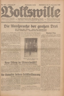 Volkswille : Zentralorgan der Deutschen Sozialistischen Arbeitspartei Polens. Jg.13, Nr. 288 (15 Dezember 1928) + dod.