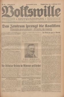 Volkswille : Zentralorgan der Deutschen Sozialistischen Arbeitspartei Polens. Jg.14, Nr. 31 (7 Februar 1929) + dod.