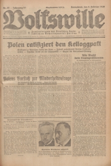 Volkswille : Zentralorgan der Deutschen Sozialistischen Arbeitspartei Polens. Jg.14, Nr. 33 (9 Februar 1929) + dod.