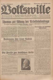Volkswille : Zentralorgan der Deutschen Sozialistischen Arbeitspartei Polens. Jg.14, Nr. 227 (3 Oktober 1929) + dod.