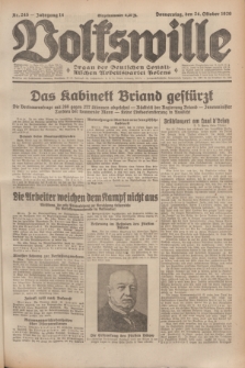 Volkswille : Organ der Deutschen Sozialistischen Arbeitspartei Polens. Jg.14, Nr. 245 (24 Oktober 1929) + dod.
