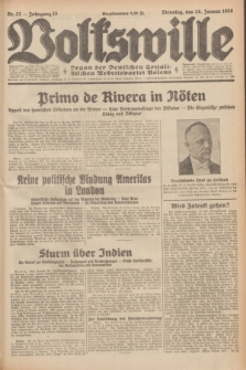 Volkswille : Organ der Deutschen Sozialistischen Arbeitspartei Polens. Jg.15, Nr. 22 (28 Januar 1930) + dod.