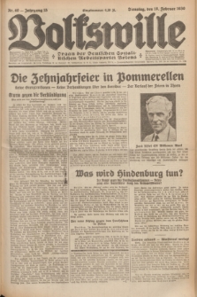 Volkswille : Organ der Deutschen Sozialistischen Arbeitspartei Polens. Jg.15, Nr. 40 (18 Februar 1930) + dod.