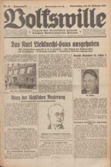 Volkswille : Organ der Deutschen Sozialistischen Arbeitspartei Polens. Jg.15, Nr. 42 (20 Februar 1930) + dod.