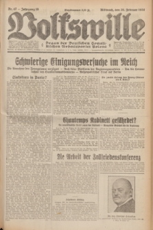 Volkswille : Organ der Deutschen Sozialistischen Arbeitspartei Polens. Jg.15, Nr. 47 (26 Februar 1930) + dod.