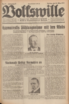 Volkswille : Organ der Deutschen Sozialistischen Arbeitspartei Polens. Jg.15, Nr. 67 (21 März 1930) + dod.