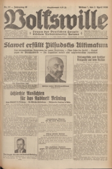 Volkswille : Organ der Deutschen Sozialistischen Arbeitspartei Polens. Jg.16 [i.e.15], Nr. 77 (2 April 1930) + dod.