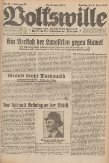 Volkswille : Organ der Deutschen Sozialistischen Arbeitspartei Polens. Jg.16 [i.e.15], Nr. 81 (6 April 1930) + dod.