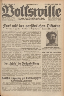 Volkswille : Organ der Deutschen Sozialistischen Arbeitspartei Polens. Jg.16 [i.e.15], Nr. 82 (8 April 1930) + dod.