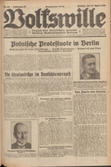 Volkswille : Organ der Deutschen Sozialistischen Arbeitspartei Polens. Jg.16 [i.e.15], Nr. 91 (18 April 1930) + dod.