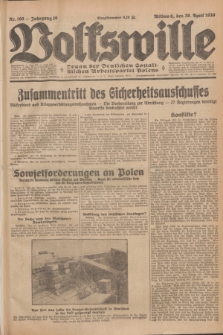 Volkswille : Organ der Deutschen Sozialistischen Arbeitspartei Polens. Jg.16 [i.e.15], Nr. 100 (30 April 1930) + dod.