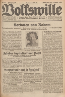 Volkswille : organ der Deutschen Sozialistischen Arbeitspartei Polens. Jg.16 [i.e.15], Nr. 182 (9 August 1930) + dod.