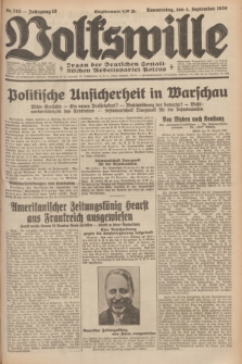 Volkswille : organ der Deutschen Sozialistischen Arbeitspartei Polens. Jg.16 [i.e.15], Nr. 203 (4 September 1930) + dod.