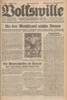 Volkswille : organ der Deutschen Sozialistischen Arbeitspartei Polens. Jg.16 [i.e.15], Nr. 206 (7 September 1930) + dod.