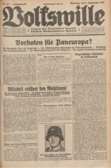 Volkswille : organ der Deutschen Sozialistischen Arbeitspartei Polens. Jg.16 [i.e.15], Nr. 207 (9 September 1930) + dod.