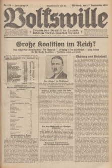 Volkswille : Organ der Deutschen Sozialistischen Arbeitspartei Polens. Jg.16 [i.e.15], Nr. 214 (17 September 1930) + dod.