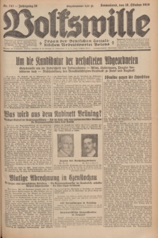 Volkswille : Organ der Deutschen Sozialistischen Arbeitspartei Polens. Jg.16 [i.e.15], Nr. 241 (18 Oktober 1930) + dod.
