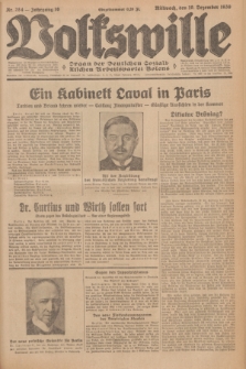 Volkswille : Organ der Deutschen Sozialistischen Arbeitspartei Polens. Jg.16 [i.e.15], Nr. 284 (10 Dezember 1930) + dod.