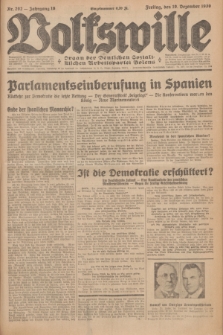 Volkswille : Organ der Deutschen Sozialistischen Arbeitspartei Polens. Jg.16 [i.e.15], Nr. 292 (19 Dezember 1930) + dod.