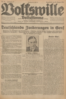 Volkswille : zugleich Volksstimme für Bielitz : Organ der Deutschen Sozialistischen Arbeitspartei in Polen. Jg.17, Nr. 19 (24 Januar 1931) + dod.