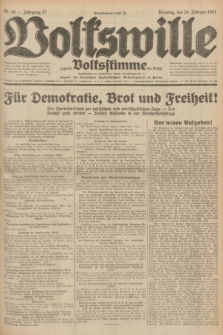 Volkswille : zugleich Volksstimme für Bielitz : Organ der Deutschen Sozialistischen Arbeitspartei in Polen. Jg.17, Nr. 44 (24 Februar 1931) + dod.