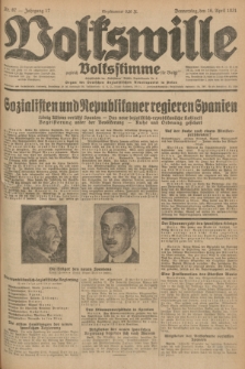 Volkswille : zugleich Volksstimme für Bielitz : Organ der Deutschen Sozialistischen Arbeitspartei in Polen. Jg.17, Nr. 87 (16 April 1931) + dod.