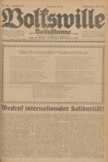 Volkswille : zugleich Volksstimme für Bielitz : Organ der Deutschen Sozialistischen Arbeitspartei in Polen. Jg.17, Nr. 100 (1 Mai 1931) + dod.