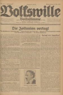 Volkswille : zugleich Volksstimme für Bielitz : Organ der Deutschen Sozialistischen Arbeitspartei in Polen. Jg.17, Nr. 114 (20 Mai 1931) + dod.