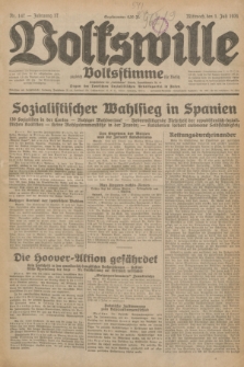 Volkswille : zugleich Volksstimme für Bielitz : Organ der Deutschen Sozialistischen Arbeitspartei in Polen. Jg.17, Nr. 147 (1 Juli 1931) + dod.