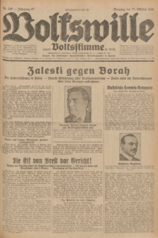 Volkswille : zugleich Volksstimme für Bielitz : Organ der Deutschen Sozialistischen Arbeitspartei in Polen. Jg.17, Nr. 247 (27 October 1931) + dod.