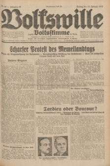 Volkswille : zugleich Volksstimme für Bielitz : Organ der Deutschen Sozialistischen Arbeitspartei in Polen. Jg.18, Nr. 40 (19 Februar 1932) + dod.