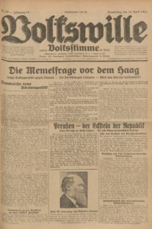 Volkswille : zugleich Volksstimme für Bielitz : Organ der Deutschen Sozialistischen Arbeitspartei in Polen. Jg.18, Nr. 86 (14 April 1932) + dod.