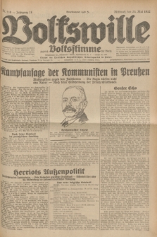 Volkswille : zugleich Volksstimme für Bielitz : Organ der Deutschen Sozialistischen Arbeitspartei in Polen. Jg.18, Nr. 118 (25 Mai 1932) + dod.