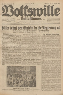 Volkswille : zugleich Volksstimme für Bielitz : Organ der Deutschen Sozialistischen Arbeitspartei in Polen. Jg.18, Nr. 187 (17 August 1932) + dod.