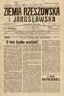 Ziemia Rzeszowska i Jarosławska : czasopismo narodowe. 1933, nr 1