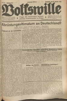 Volkswille : Organ der Deutschen Sozialistischen Arbeiterpartei in Polen. Jg.19, Nr. 173 (14 Oktober 1933) + dod.