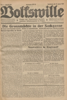 Volkswille : Organ der Deutschen Sozialistischen Arbeiterpartei in Polen. Jg.20, Nr. 6 (13 Januar 1934) + dod.