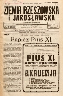 Ziemia Rzeszowska i Jarosławska : czasopismo narodowe. 1933, nr 6