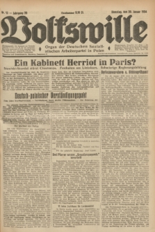 Volkswille : Organ der Deutschen Sozialistischen Arbeiterpartei in Polen. Jg.20, Nr. 13 (30 Januar 1934)