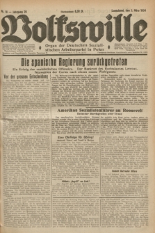 Volkswille : Organ der Deutschen Sozialistischen Arbeiterpartei in Polen. Jg.20, Nr. 18 (3 März 1934) + dod.