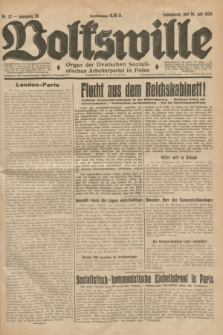 Volkswille : Organ der Deutschen Sozialistischen Arbeiterpartei in Polen. Jg.20, Nr. 37 (14 Juli 1934) + dod.