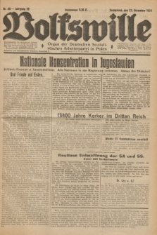 Volkswille : Organ der Deutschen Sozialistischen Arbeiterpartei in Polen. Jg.20, Nr. 60 (22 Dezember 1934) + dod.