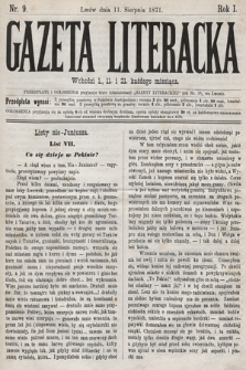 Gazeta Literacka. R.1, nr 9 (11 sierpnia 1871)